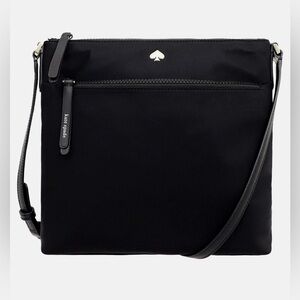 Kate Spade New York Back Nylon Black Leather Trim Zipper Closure Crossbody
Bag